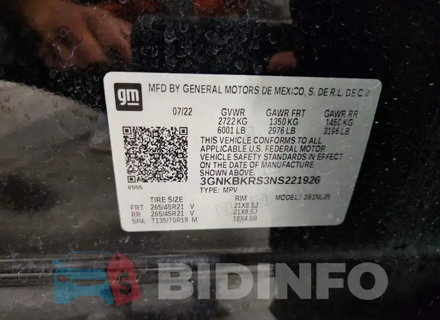 3GNKBKRS3NS221926 Photo# 12