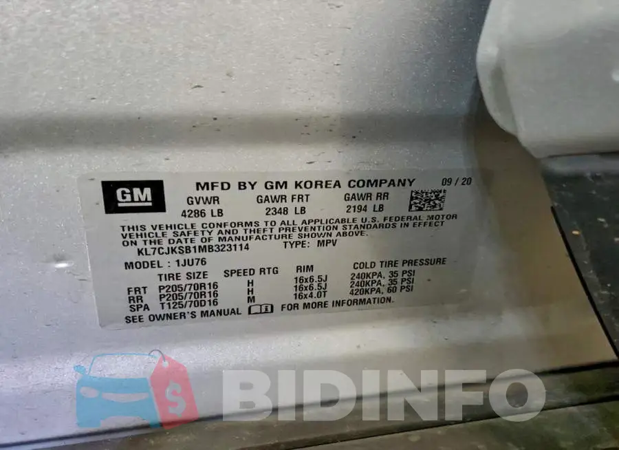KL7CJKSB1MB323114 Photo# 12