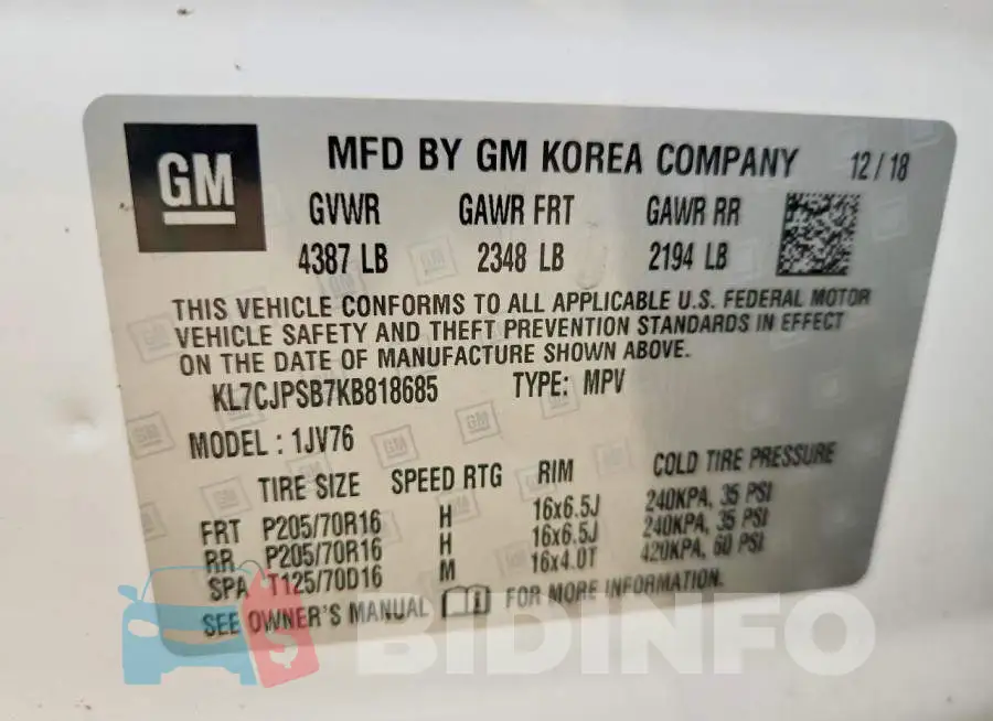 KL7CJPSB7KB818685 Photo# 13
