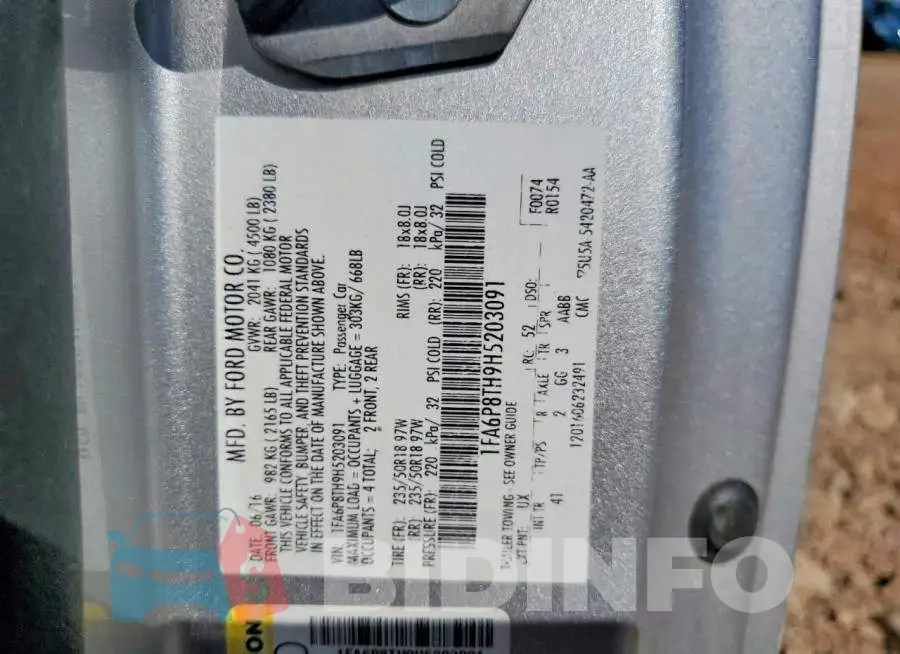 1FA6P8TH9H5203091 Photo# 12