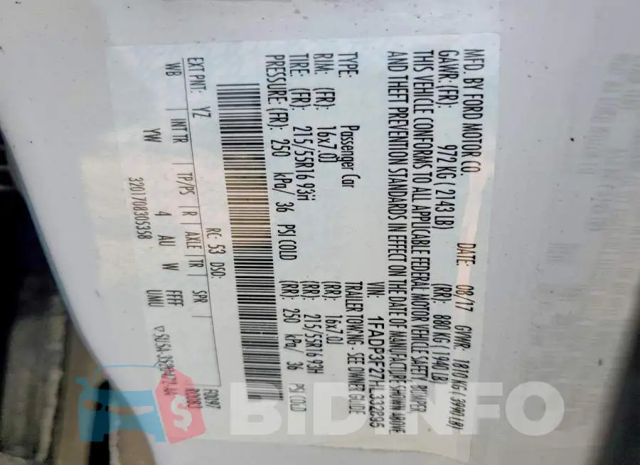 1FADP3F27HL332895 Photo# 12