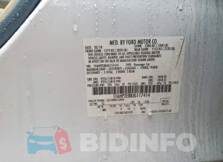 1FAHP2E88JG117414 Photo# 12