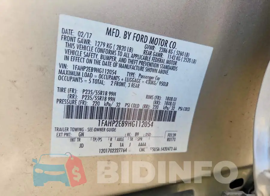 1FAHP2E89HG112054 Photo# 12