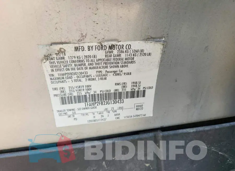 1FAHP2F82JG130433 Photo# 12