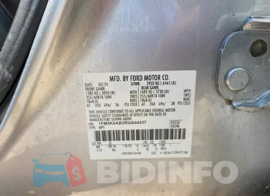 1FM5K8AB3RGA64337 Photo# 12