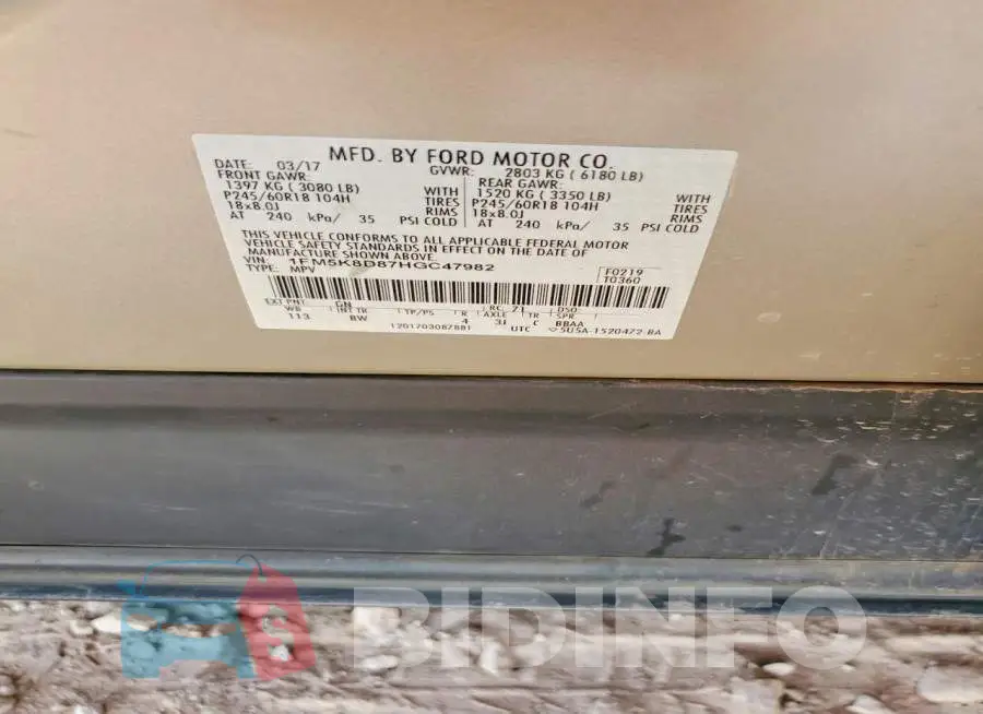 1FM5K8D87HGC47982 Photo# 12