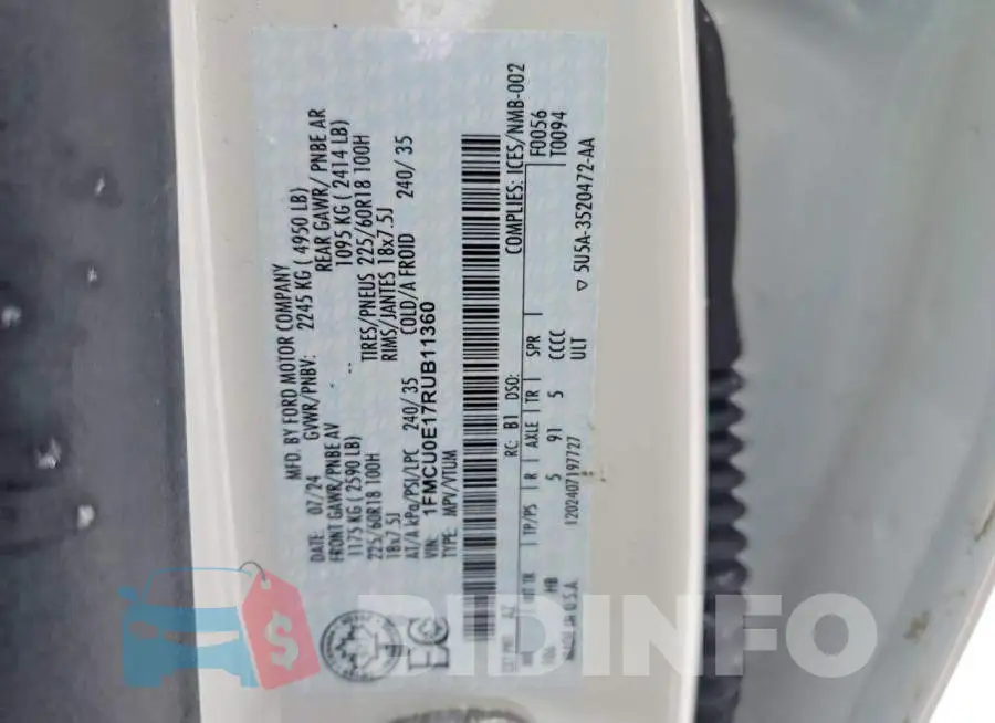 1FMCU0E17RUB11360 Photo# 14