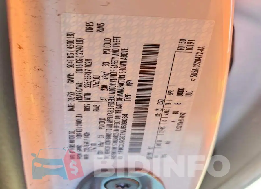 1FMCU9G67NUB09034 Photo# 13