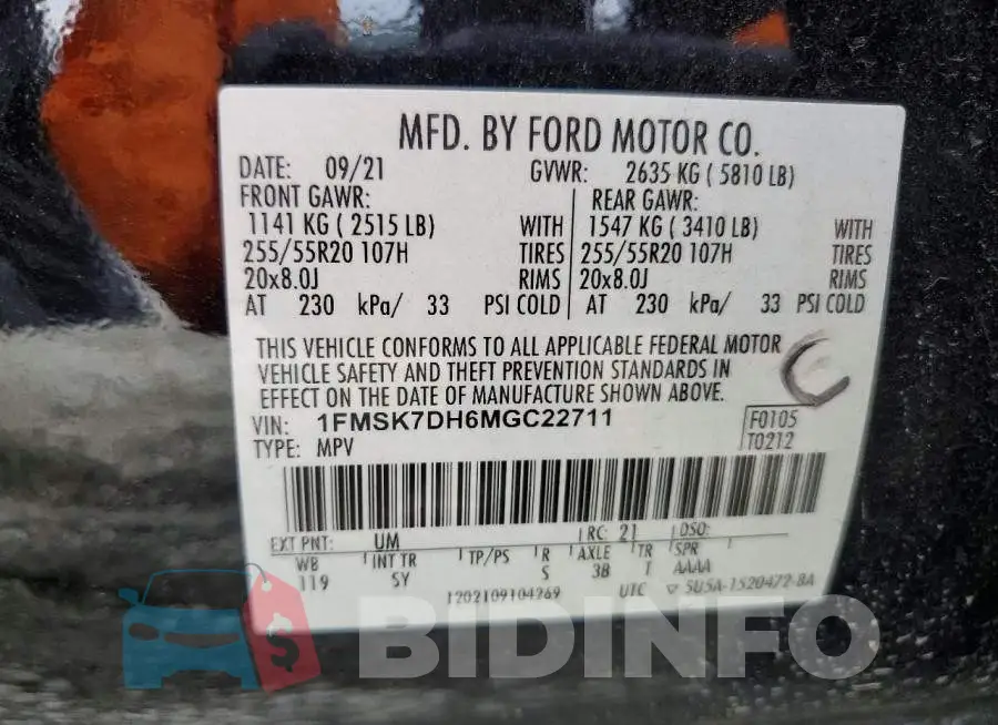 1FMSK7DH6MGC22711 Photo# 13