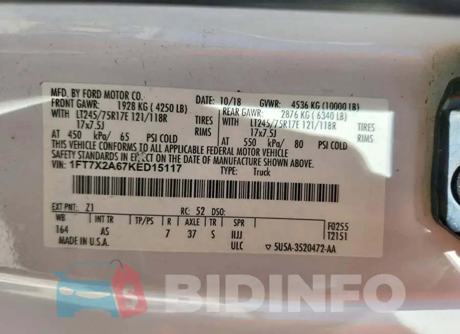1FT7X2A67KED15117 Photo# 12
