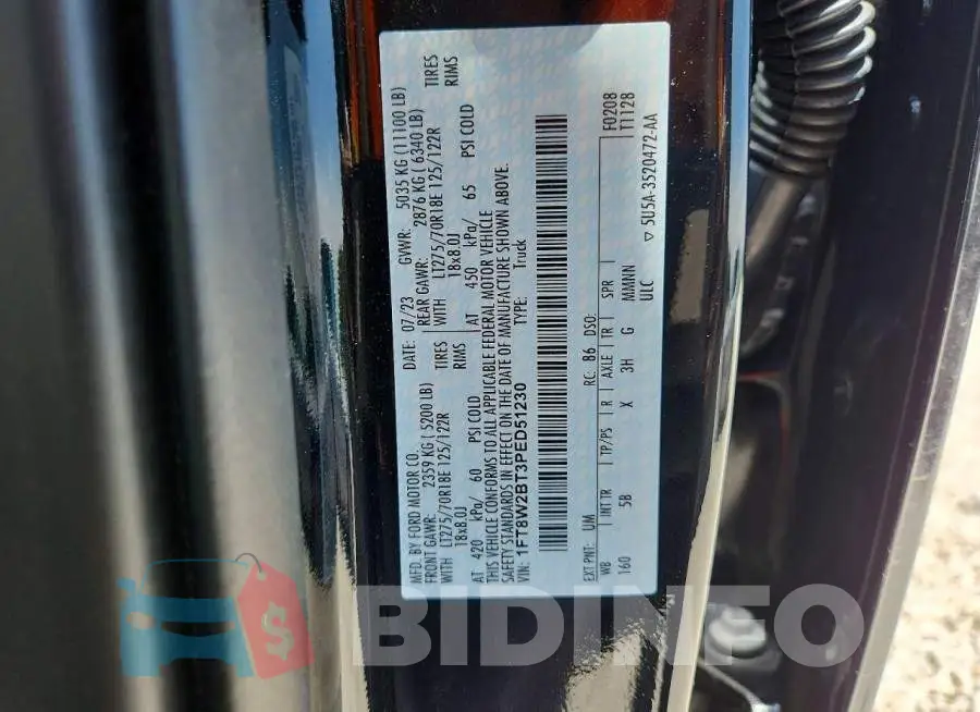 1FT8W2BT3PED51230 Photo# 12