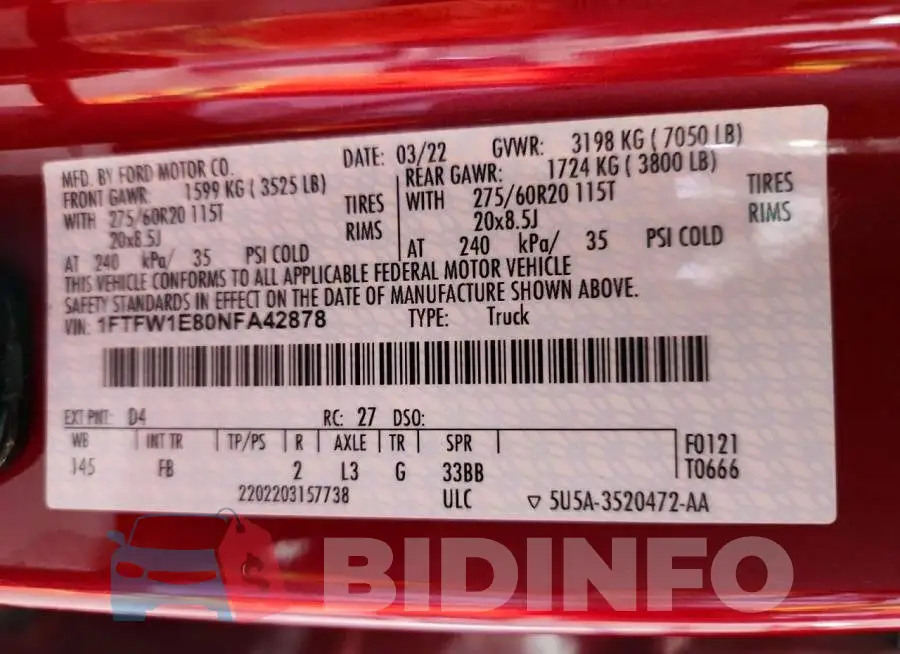 1FTFW1E80NFA42878 Photo# 12