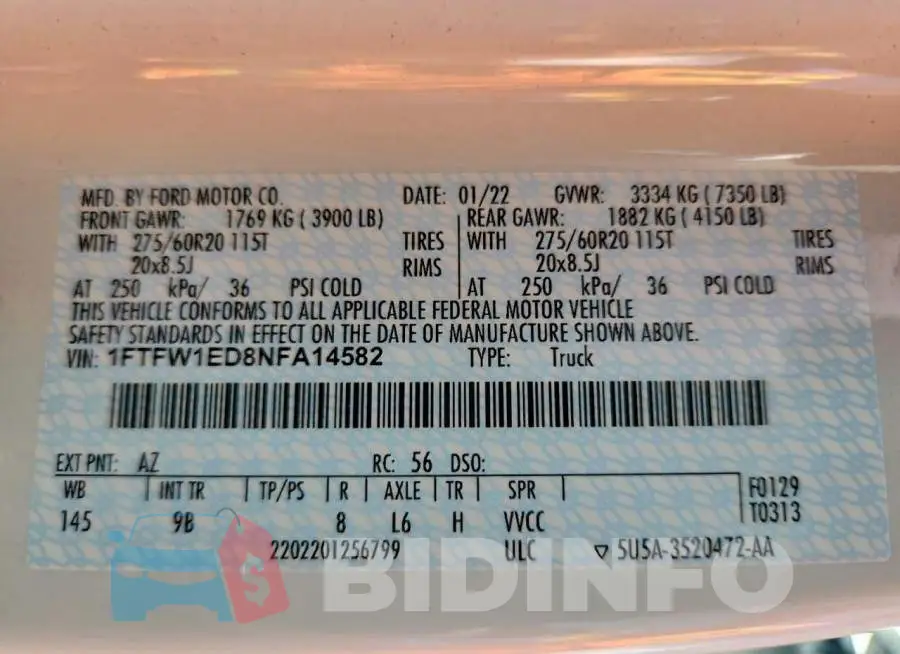 1FTFW1ED8NFA14582 Photo# 13