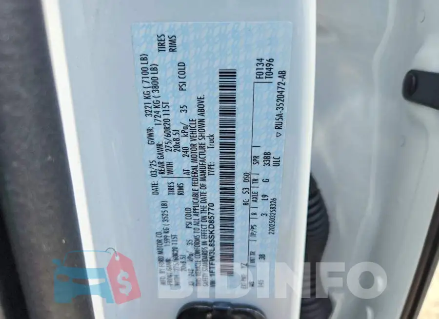 1FTFW3L85SKD85770 Photo# 12