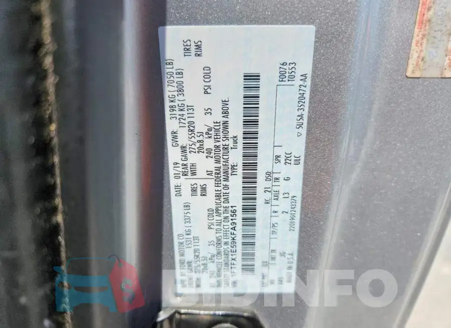 1FTFX1E59KFA91561 Photo# 12