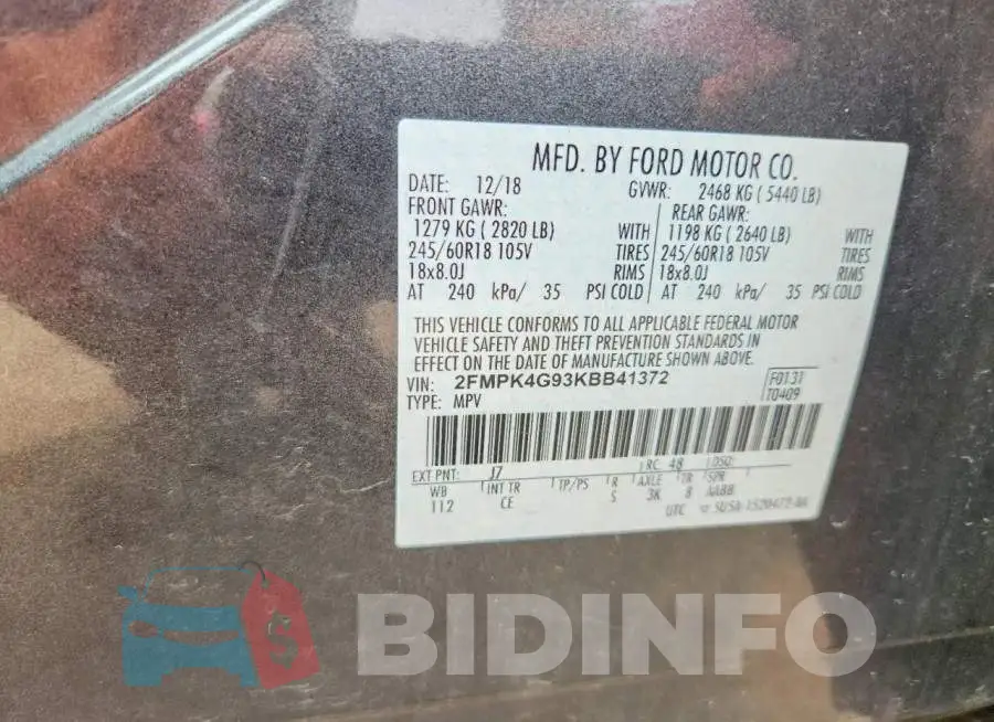 2FMPK4G93KBB41372 Photo# 13