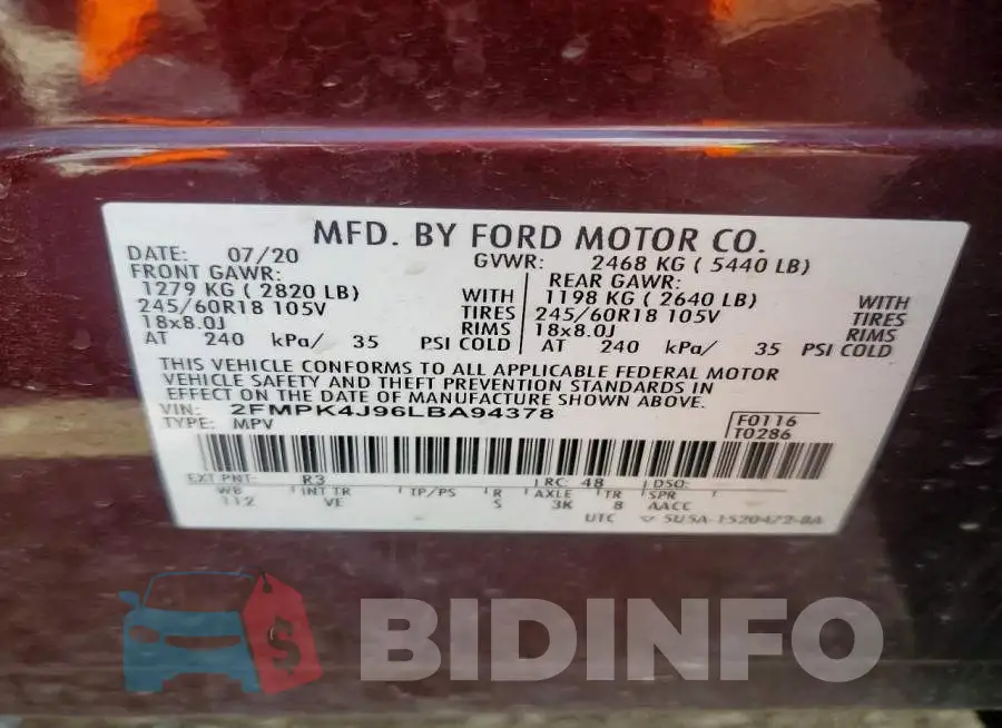 2FMPK4J96LBA94378 Photo# 13