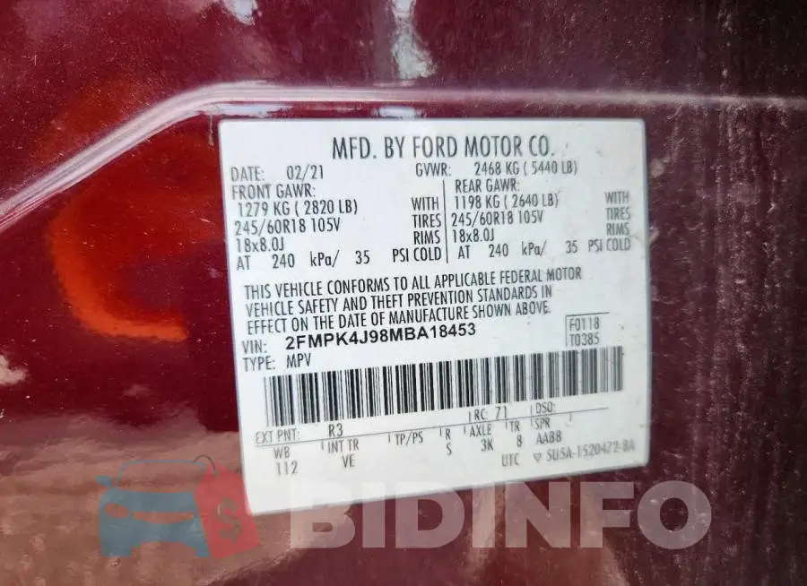 2FMPK4J98MBA18453 Photo# 13