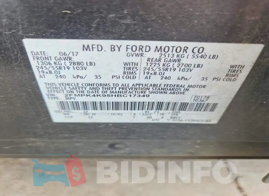 2FMPK4K95HBC17349 Photo# 13