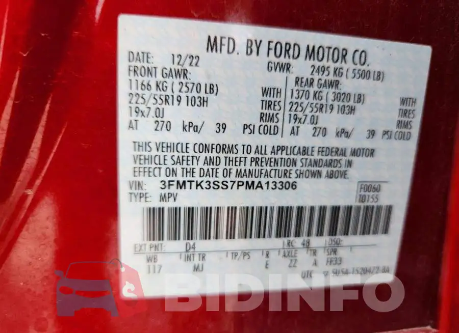 3FMTK3SS7PMA13306 Photo# 12