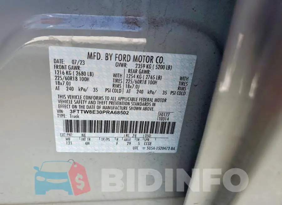 3FTTW8E30PRA68502 Photo# 13