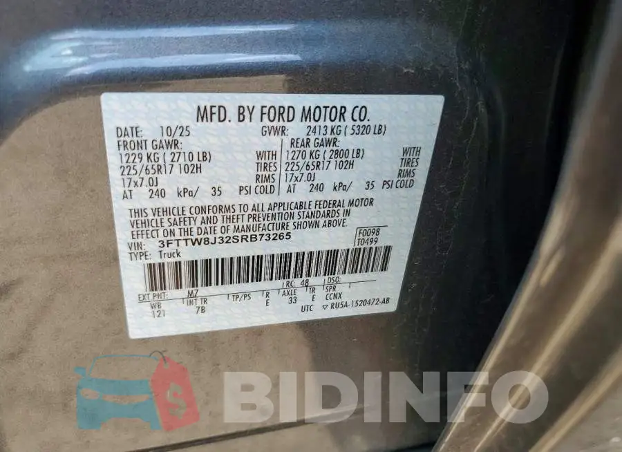 3FTTW8J32SRB73265 Photo# 13