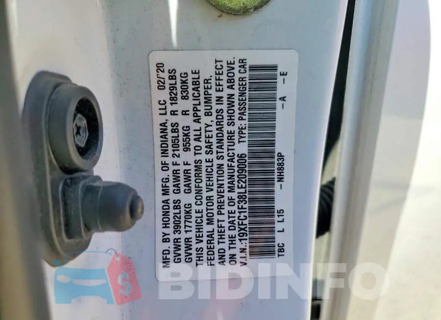 19XFC1F38LE209006 Photo# 12