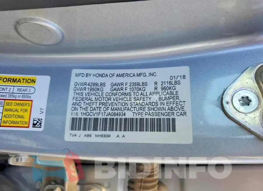 1HGCV1F17JA084934 Photo# 12