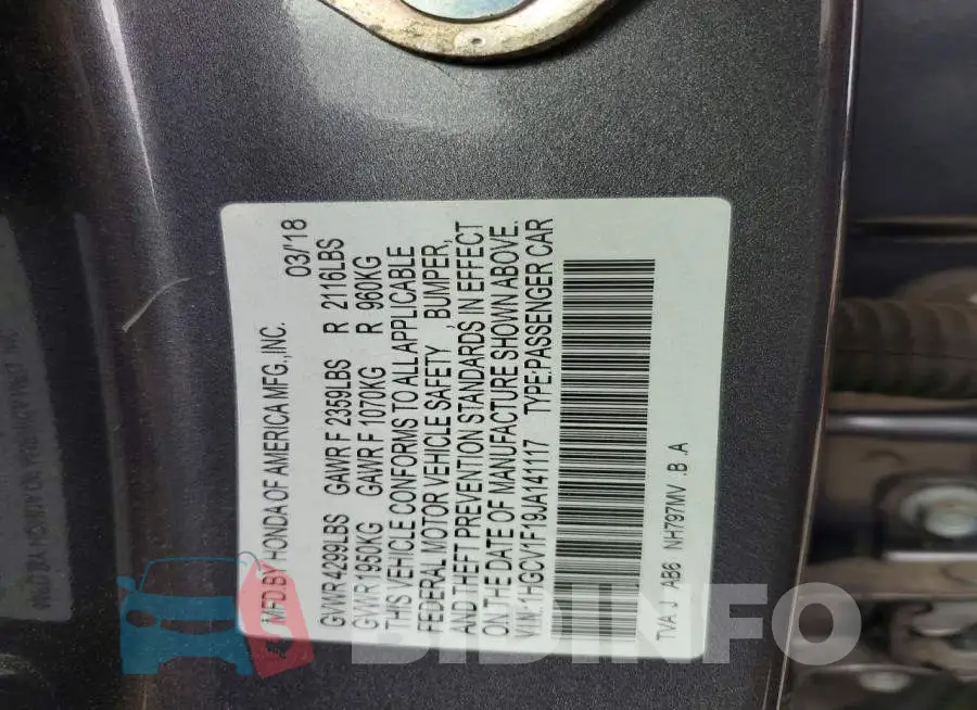 1HGCV1F19JA141117 Photo# 12