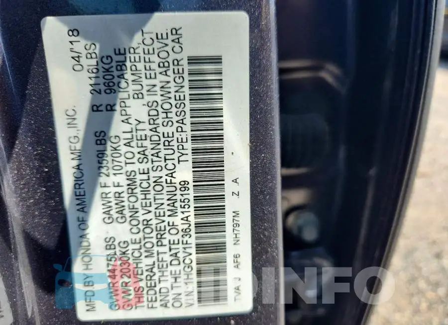 1HGCV1F36JA155199 Photo# 12