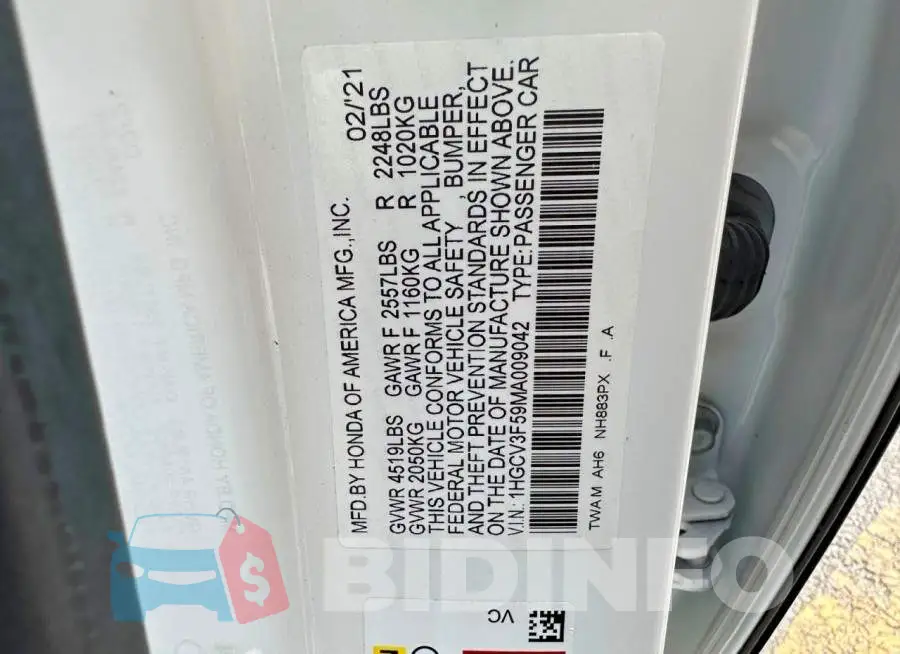 1HGCV3F59MA009042 Photo# 10