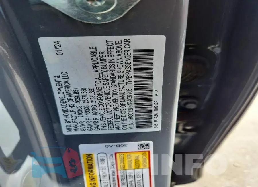 1HGCY2F64RA037705 Photo# 12