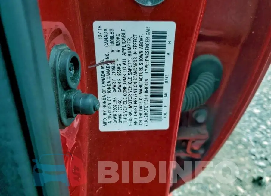 2HGFC1F34HH640424 Photo# 12