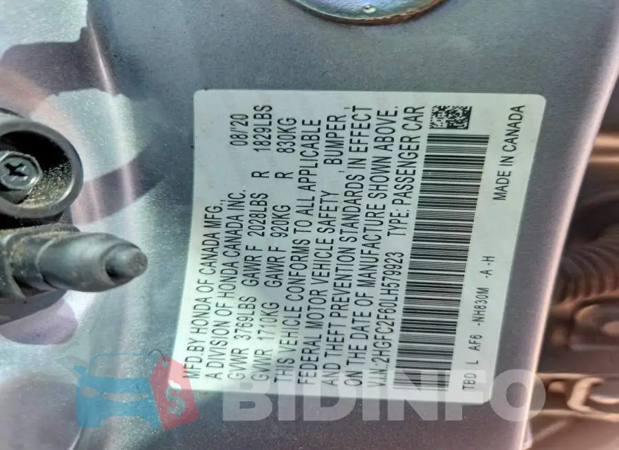2HGFC2F60LH579923 Photo# 12