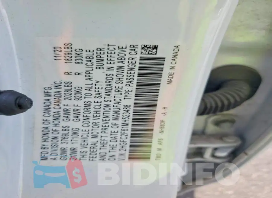 2HGFC2F61MH523488 Photo# 13