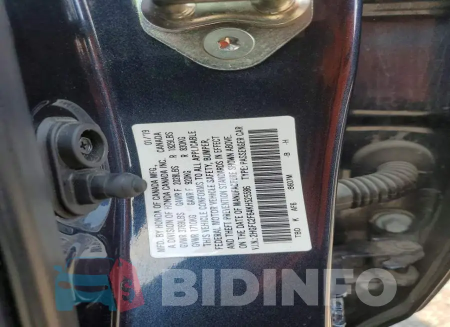 2HGFC2F64KH525586 Photo# 12