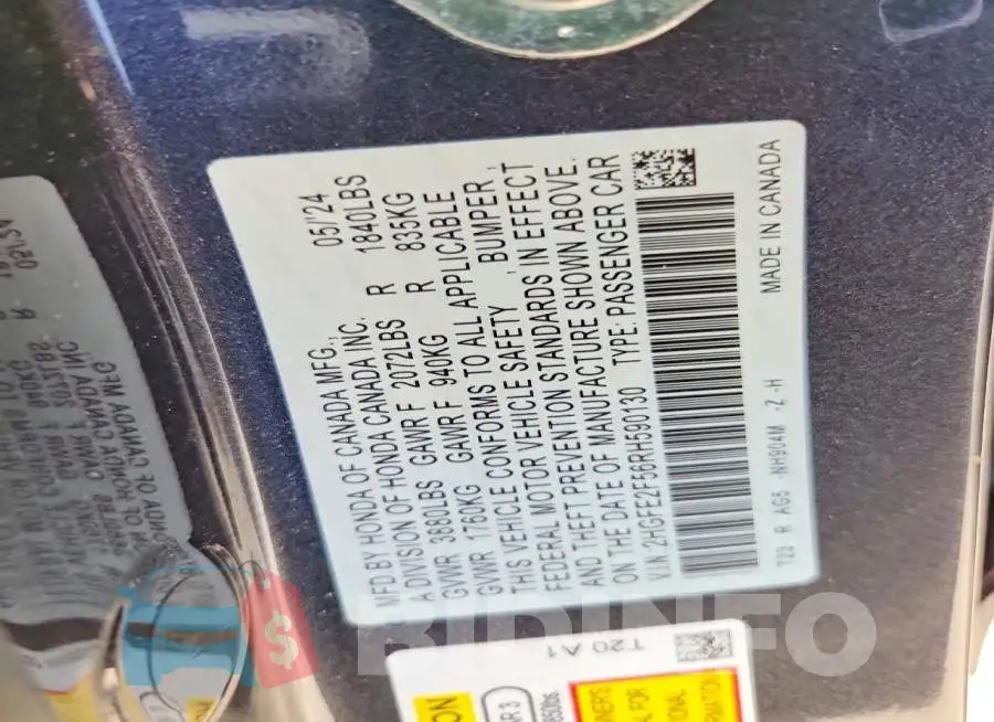2HGFE2F56RH590130 Photo# 13