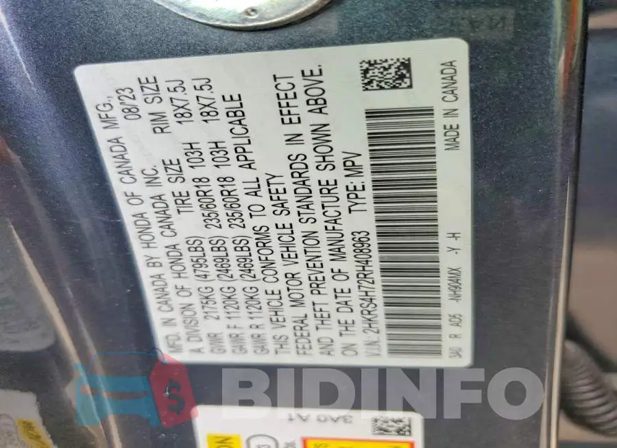 2HKRS4H72RH408963 Photo# 13