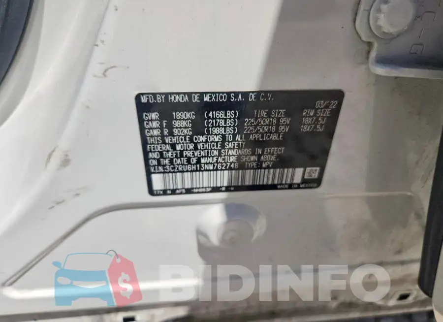 3CZRU6H13NM762748 Photo# 13
