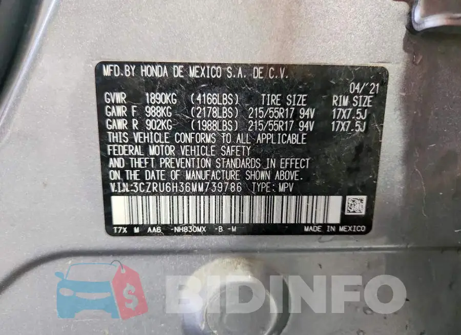 3CZRU6H36MM739786 Photo# 13