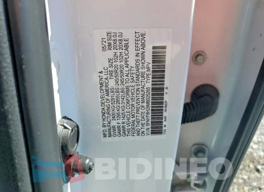 5FNYF8H29MB025265 Photo# 13