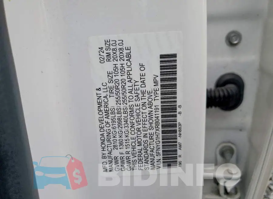 5FNYG1H7XRB041191 Photo# 13
