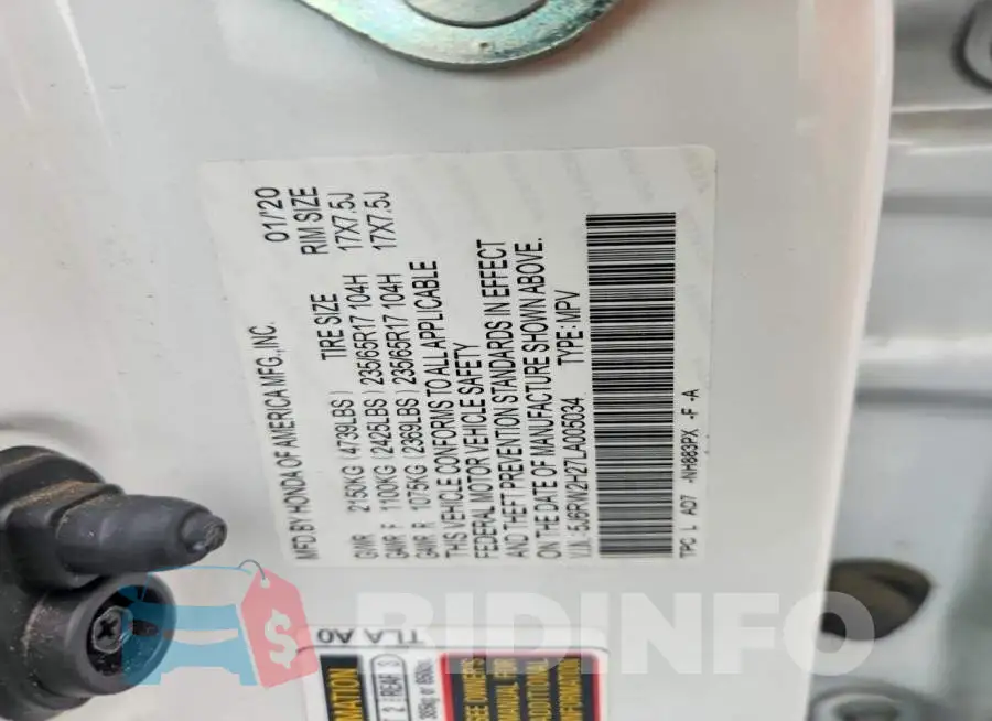5J6RW2H27LA005034 Photo# 14