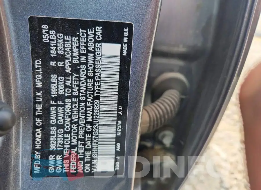 SHHFK7G23JU226829 Photo# 12