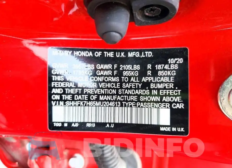 SHHFK7H65MU204613 Photo# 12