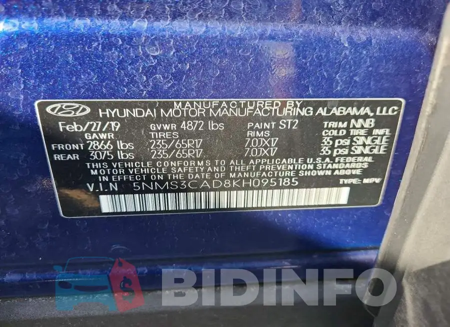 5NMS3CAD8KH095185 Photo# 13