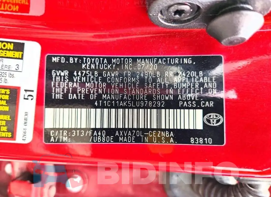 4T1C11AK5LU978292 Photo# 13