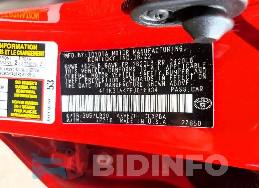 4T1K31AK7PU046834 Photo# 12
