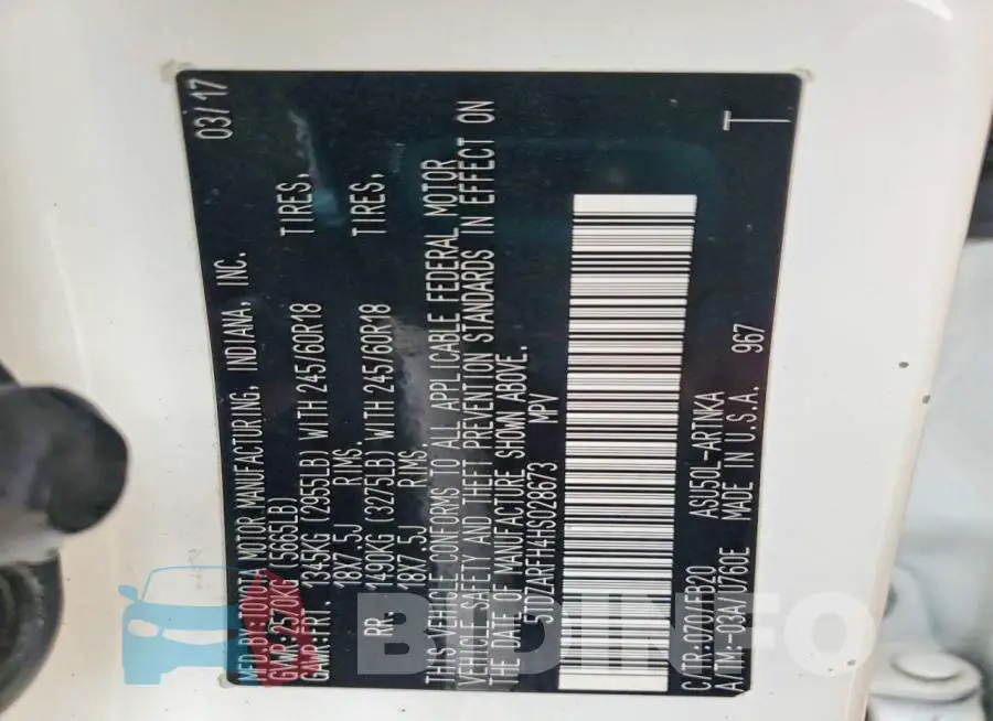 5TDZARFH4HS028673 Photo# 14