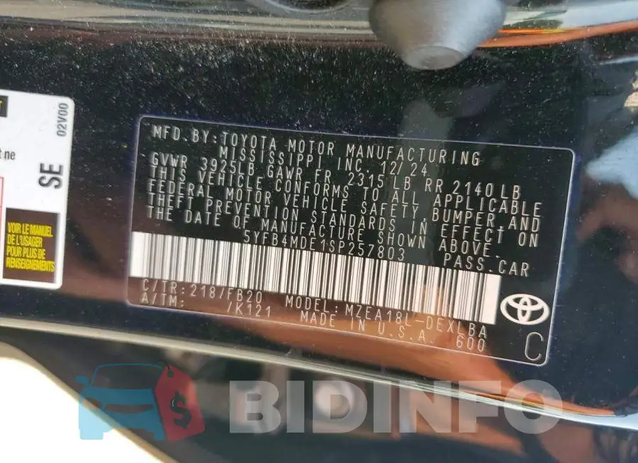 5YFB4MDE1SP257803 Photo# 12